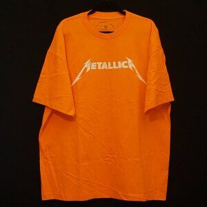 Metallica Orange Front Graphic Band Logo in White Short Sleeve Tee Unisex XXL